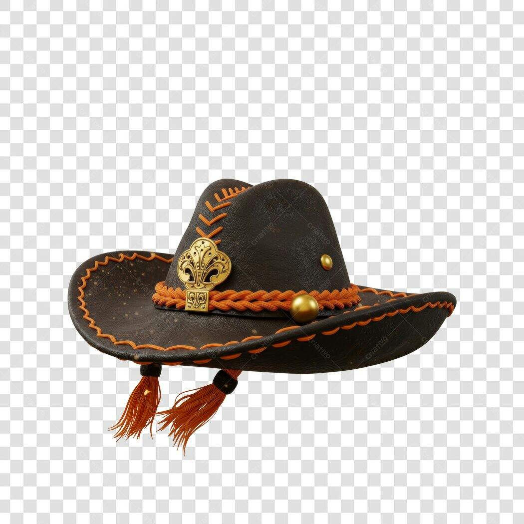Mockup Chapeu Cowboy Marrom PNG com fundo transparente