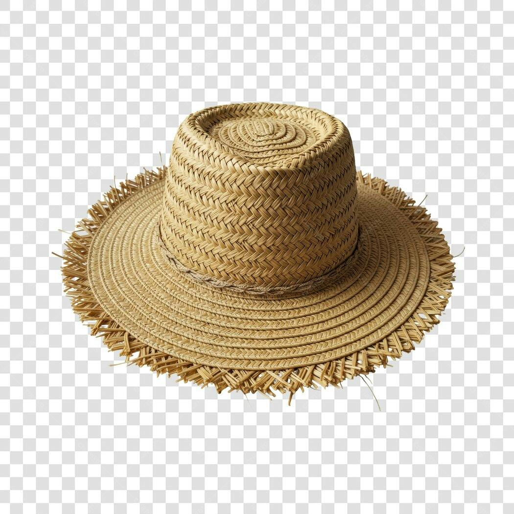 Chapéu de palha PNG com fundo transparente
