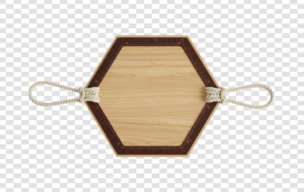 Banner Hexagonal Madeira e Corda PNG com fundo transparente