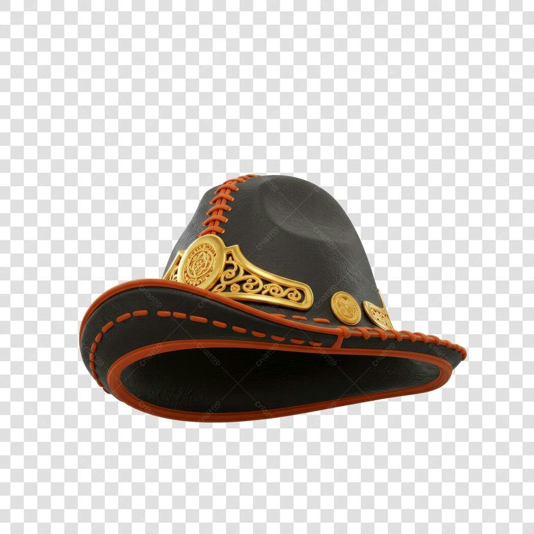 Mockup Chapéu Preto Dourado PNG com fundo transparente