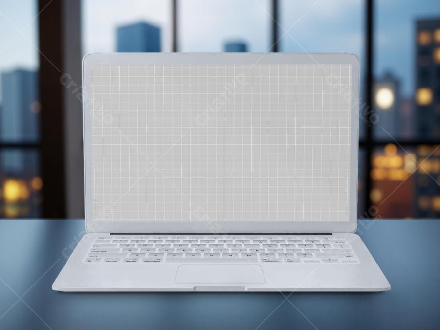 Mockup Notebook Branco Moderno em Mesa