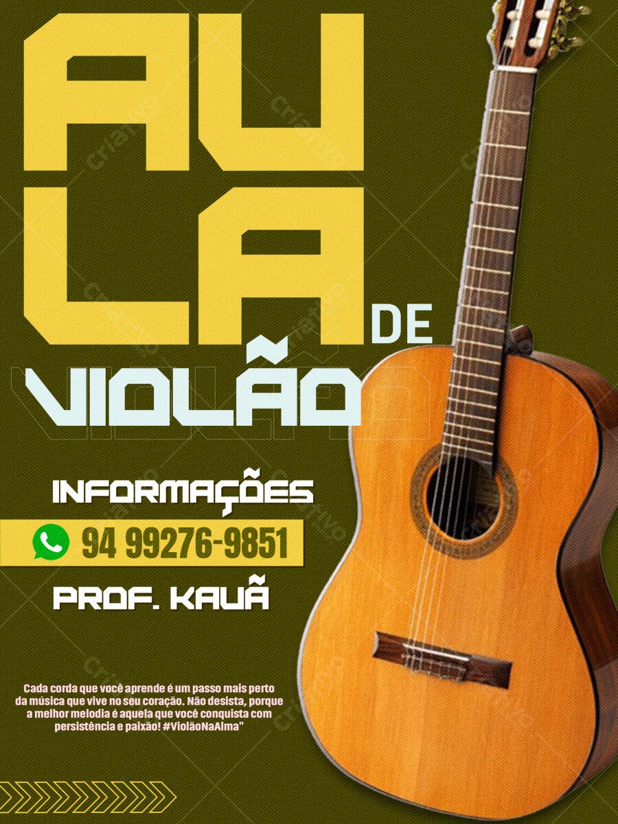 Flyer Aula de Violão PSD Editável
