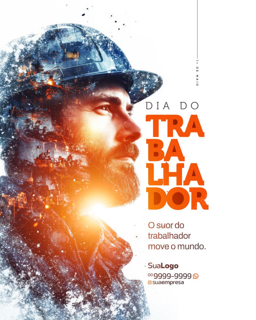 Poster Dia do Trabalhador PSD Editável