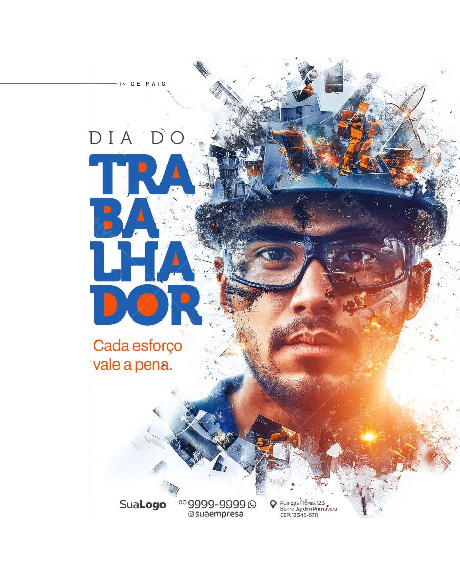 Flyer Dia do Trabalhador PSD Editável