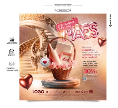 Feed social media promoção dia das mães tons vintage