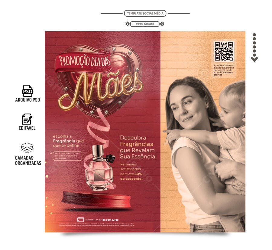 Flyer Dia das Mães com Perfume PSD Editável