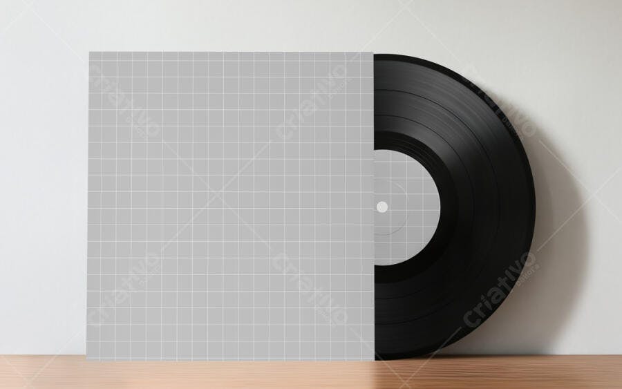Mockup de Capa de Vinil Minimalista em Madeira