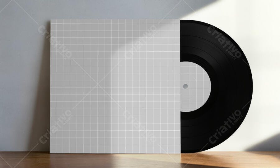 Mockup Minimalista de Capa de Vinil em Madeira