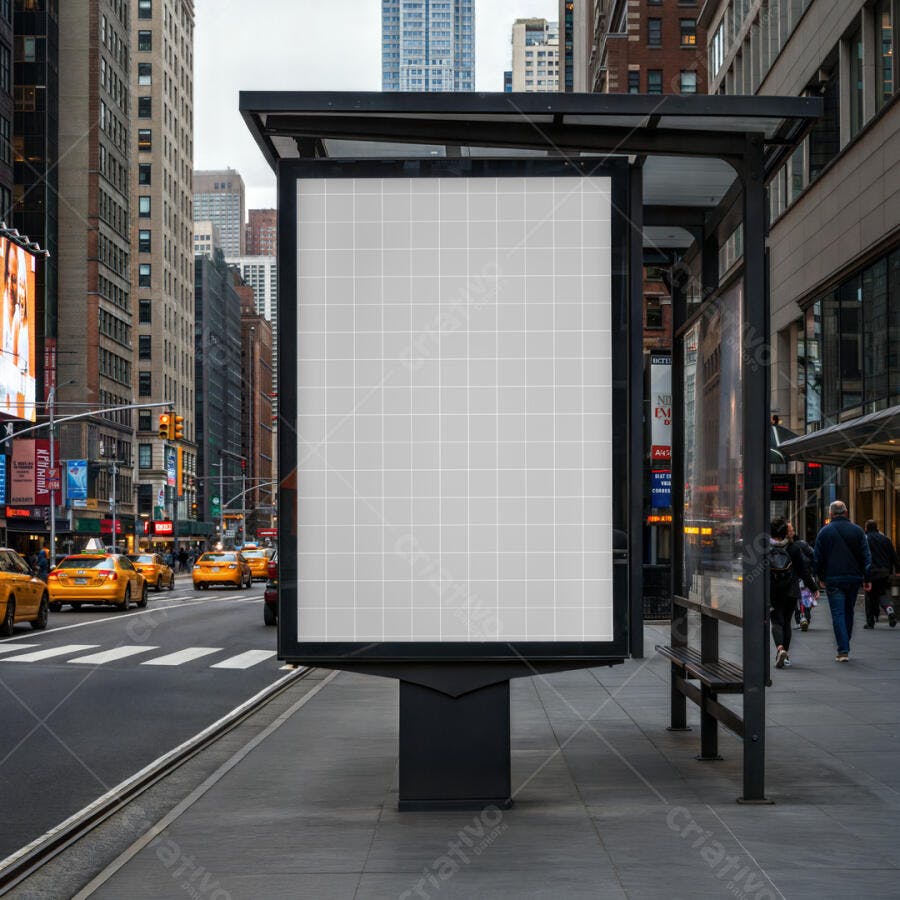 Mockup de Outdoor em Ponto de Ônibus - Nova York