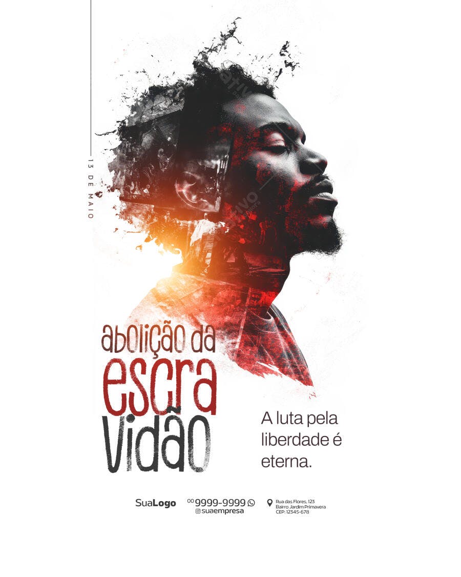 Flyer Dia da Abolição da Escravidão PSD Editável