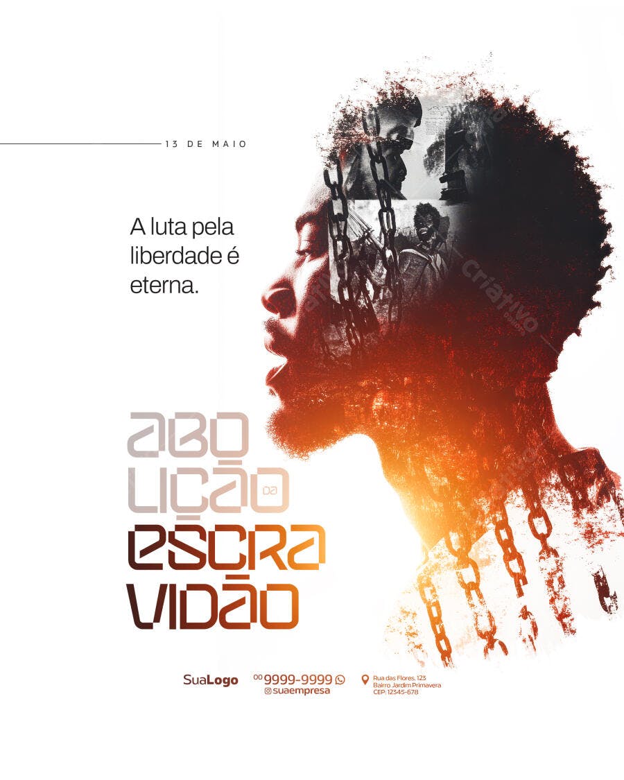 Poster Dia da Abolição da Escravidão PSD Editável