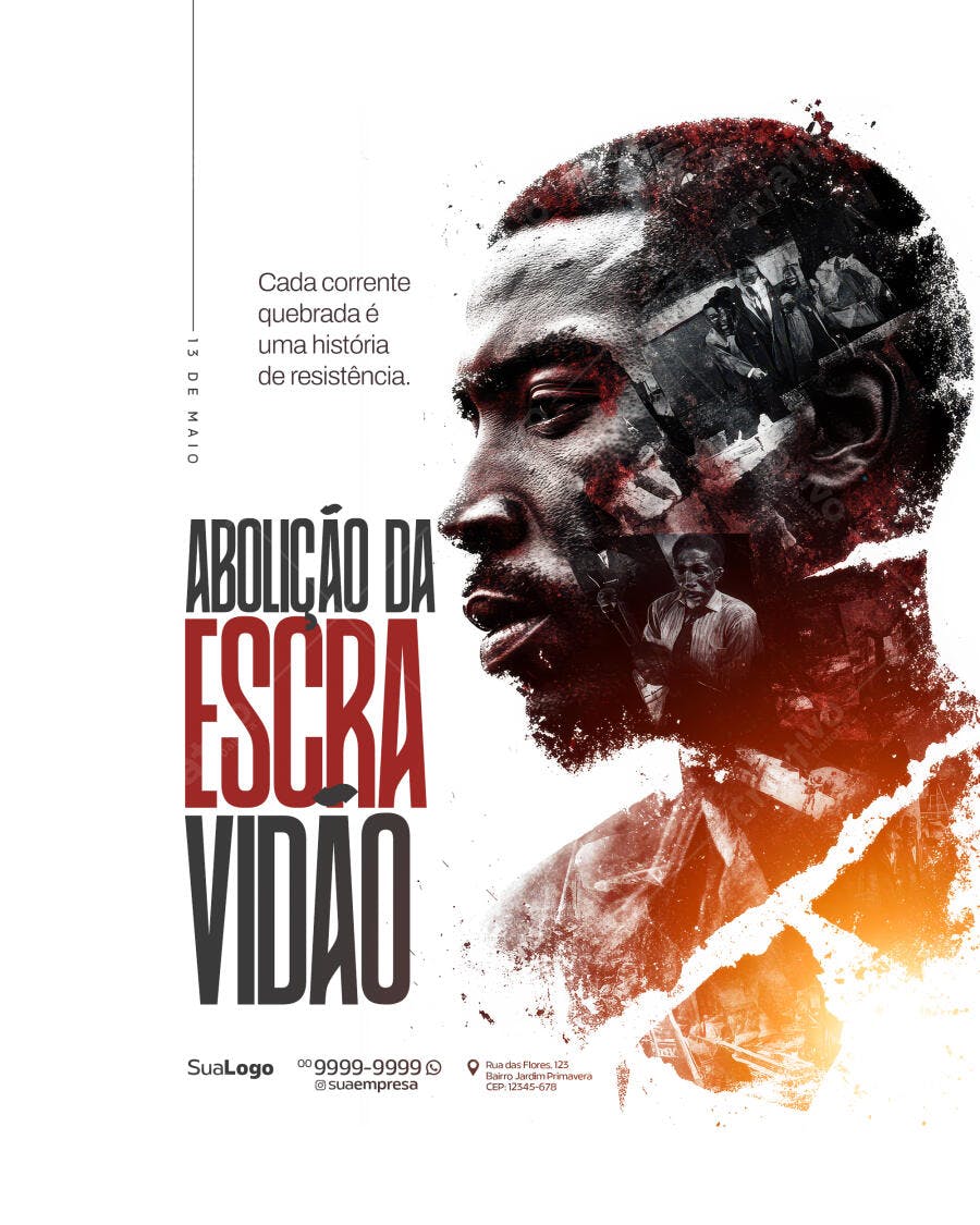 Poster Dia da Abolição da Escravidão PSD Editável