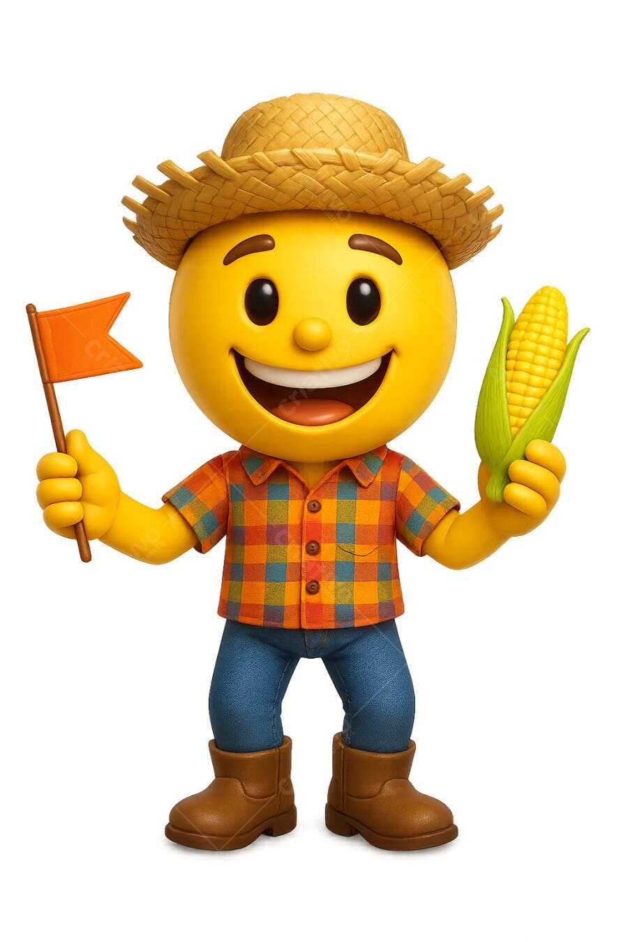 Mascote Fazendeiro com Milho PNG com fundo transparente