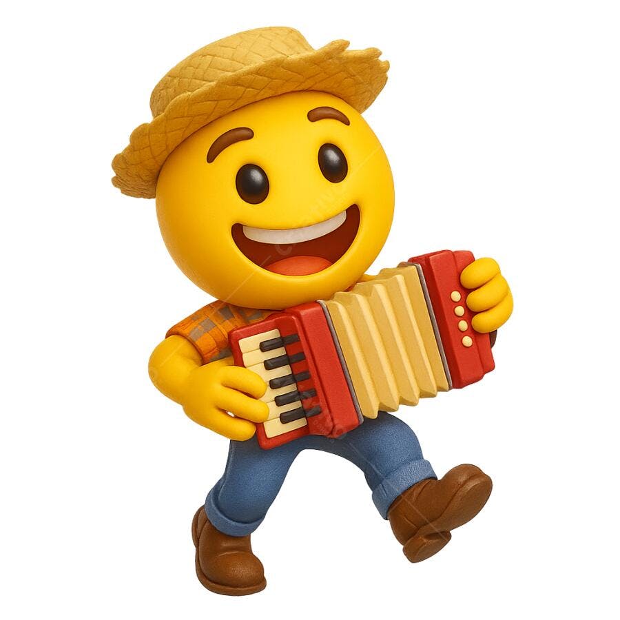 Emoji Fazendeiro tocando sanfona PNG com fundo transparente