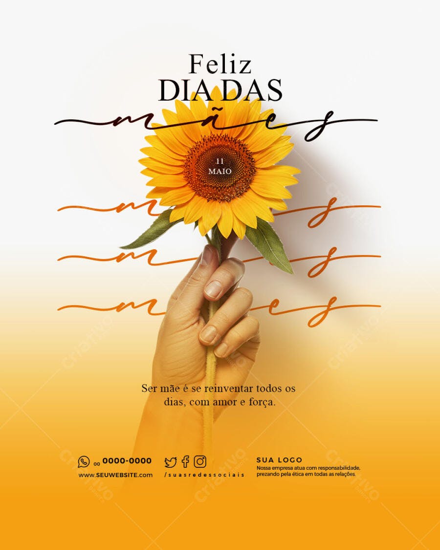 Flyer Dia das Mães com Girassol PSD Editável