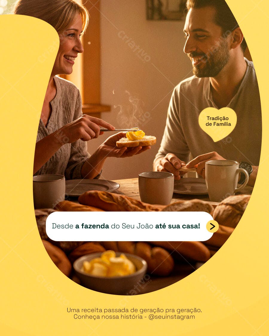 Post Instagram Família Pão e Manteiga PSD Editável
