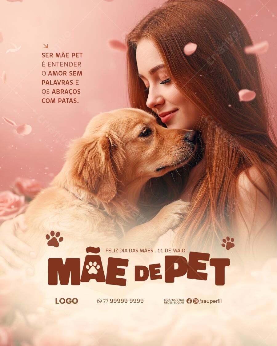 Flyer Dia das Mães com Cachorro PSD Editável