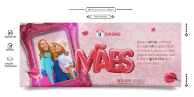 PSD Banner Social media template dia das mães