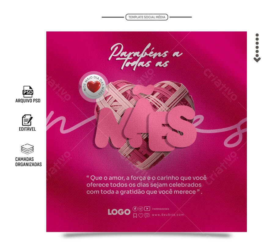 Postagem Dia das Mães PSD Editável