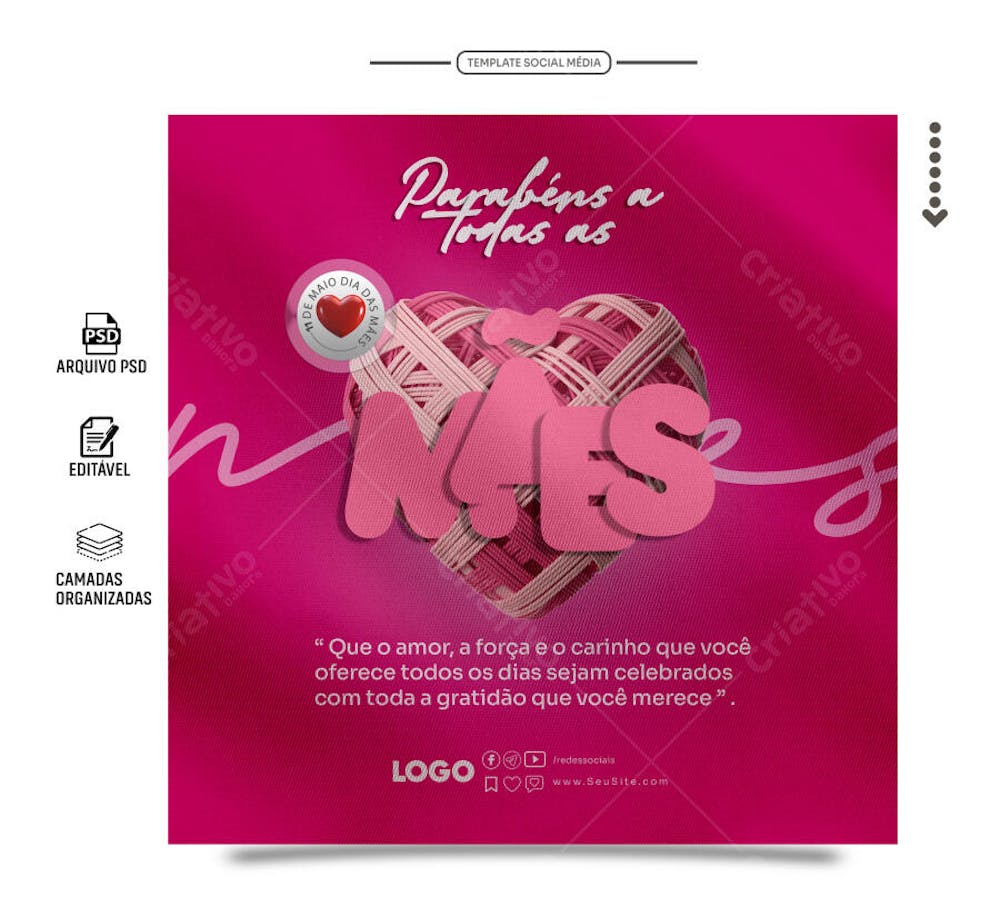 PSD Feed Social media parabéns a todas as mães