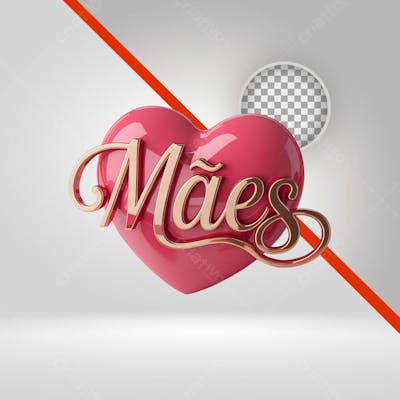 Selo 3D Dia das Mães com Texto 3D Dourado