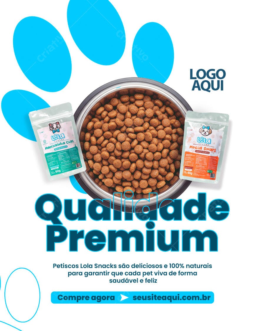 Flyer Ração Pet Premium PSD Editável