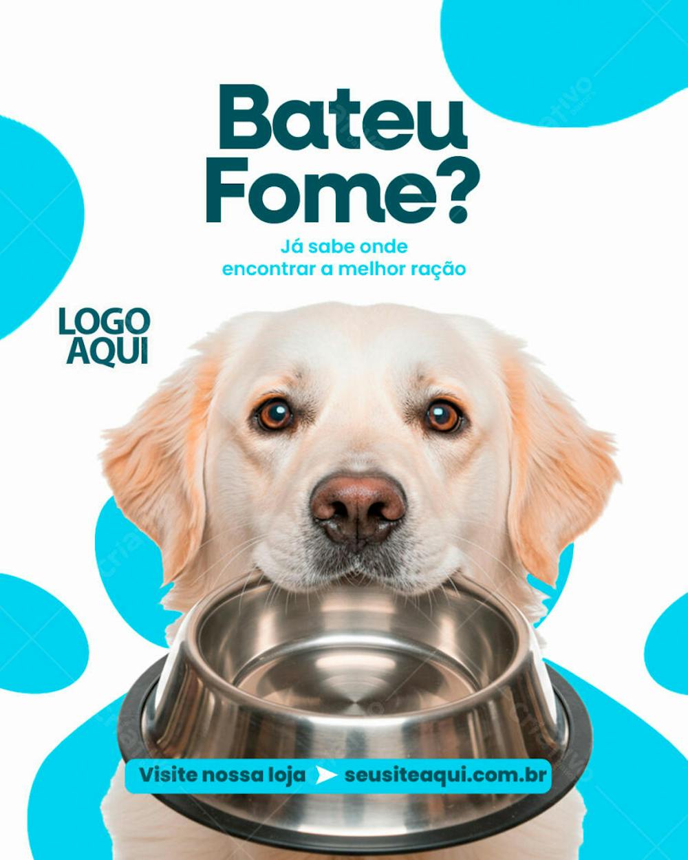 CRIATIVO PET SHOP BATEU FOME FEED PSD EDITAVEL
