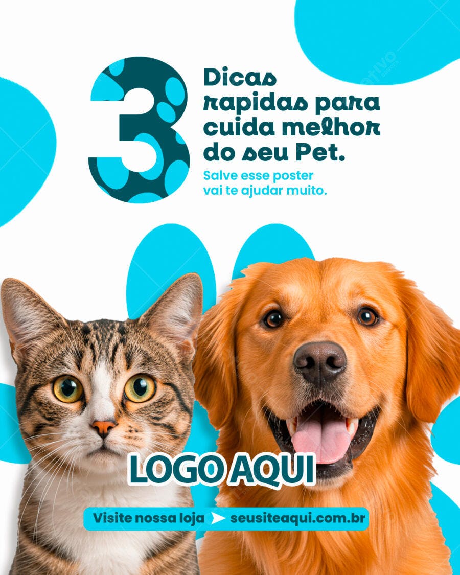 Poster para Cuidados com Pets PSD Editável