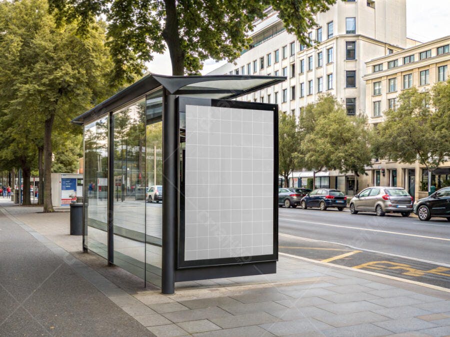 Mockup de Anúncio em Ponto de Ônibus Moderno