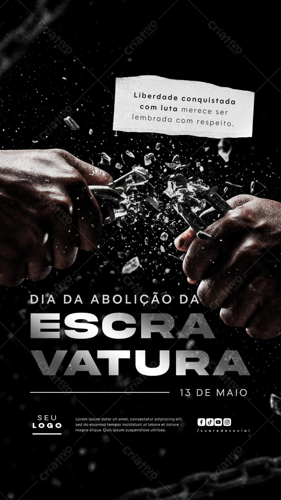 Flyer Dia da Abolição da Escravatura 13 de Maio PSD Editável