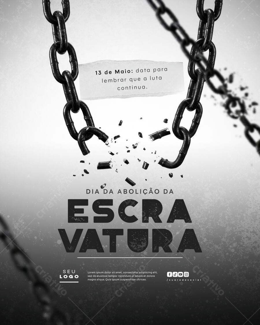 Flyer Dia da Abolição da Escravatura 13 de Maio PSD Editável