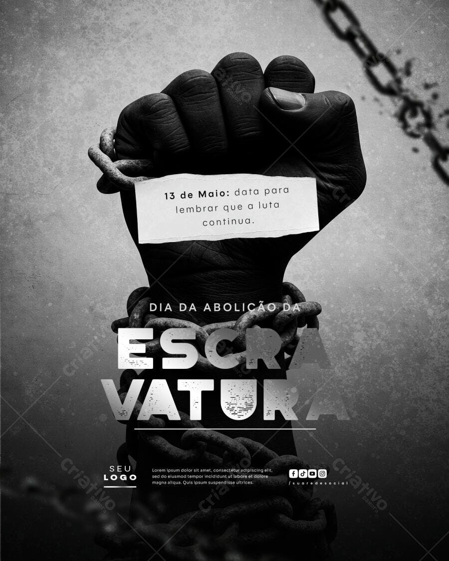 Flyer Dia da Abolição da Escravatura 13 de Maio PSD Editável