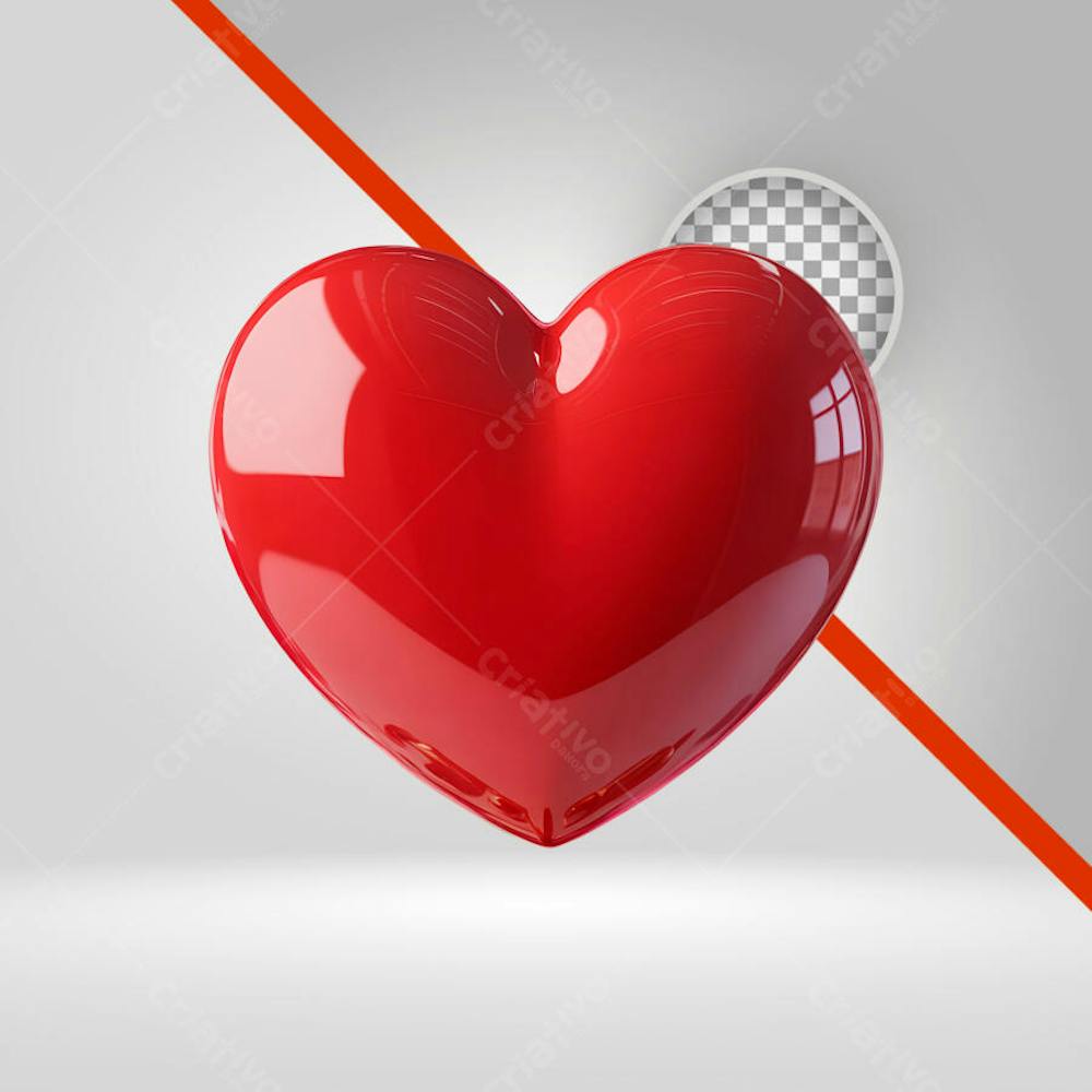 Coração 3D Vermelho, Dia das Mães, Dia dos Namorados, Curtida, Amor 