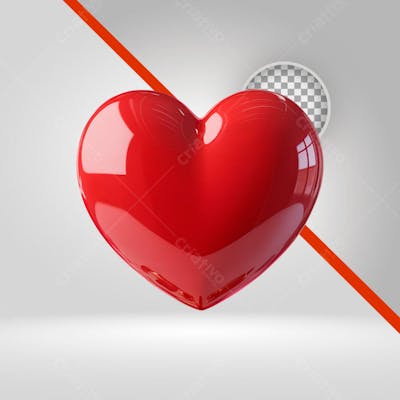 Coração 3D Vermelho, Dia das Mães, Dia dos Namorados, Curtida, Amor 