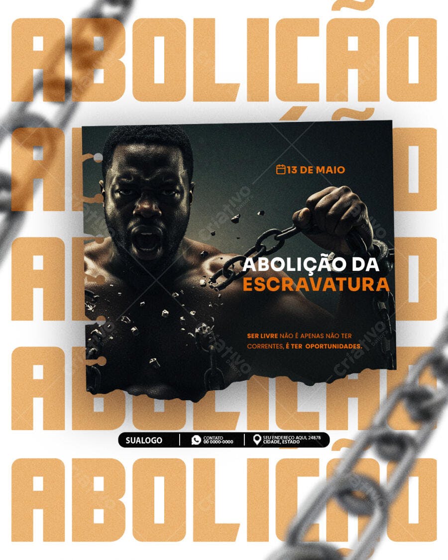 Post para Dia da Abolição da Escravatura PSD Editável