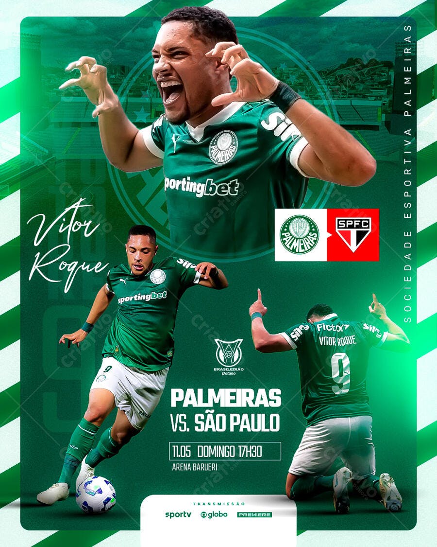 Flyer Palmeiras x São Paulo PSD Editável