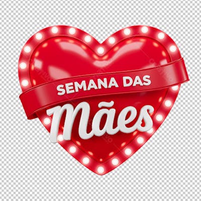 Semana das Mães Selo Brilhante Vintage Renderizado em 3D