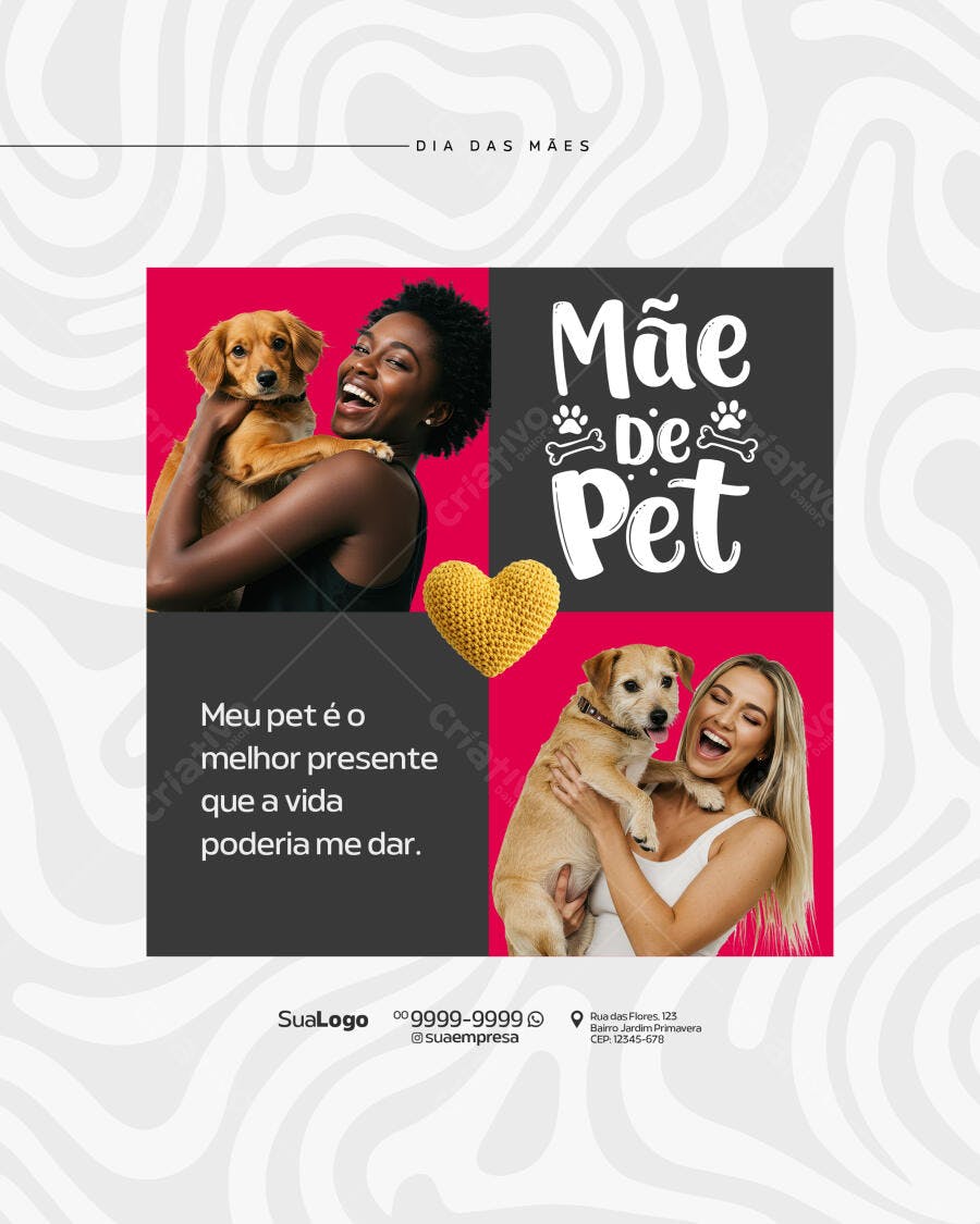 Flyer Dia das Mães com Pets PSD Editável