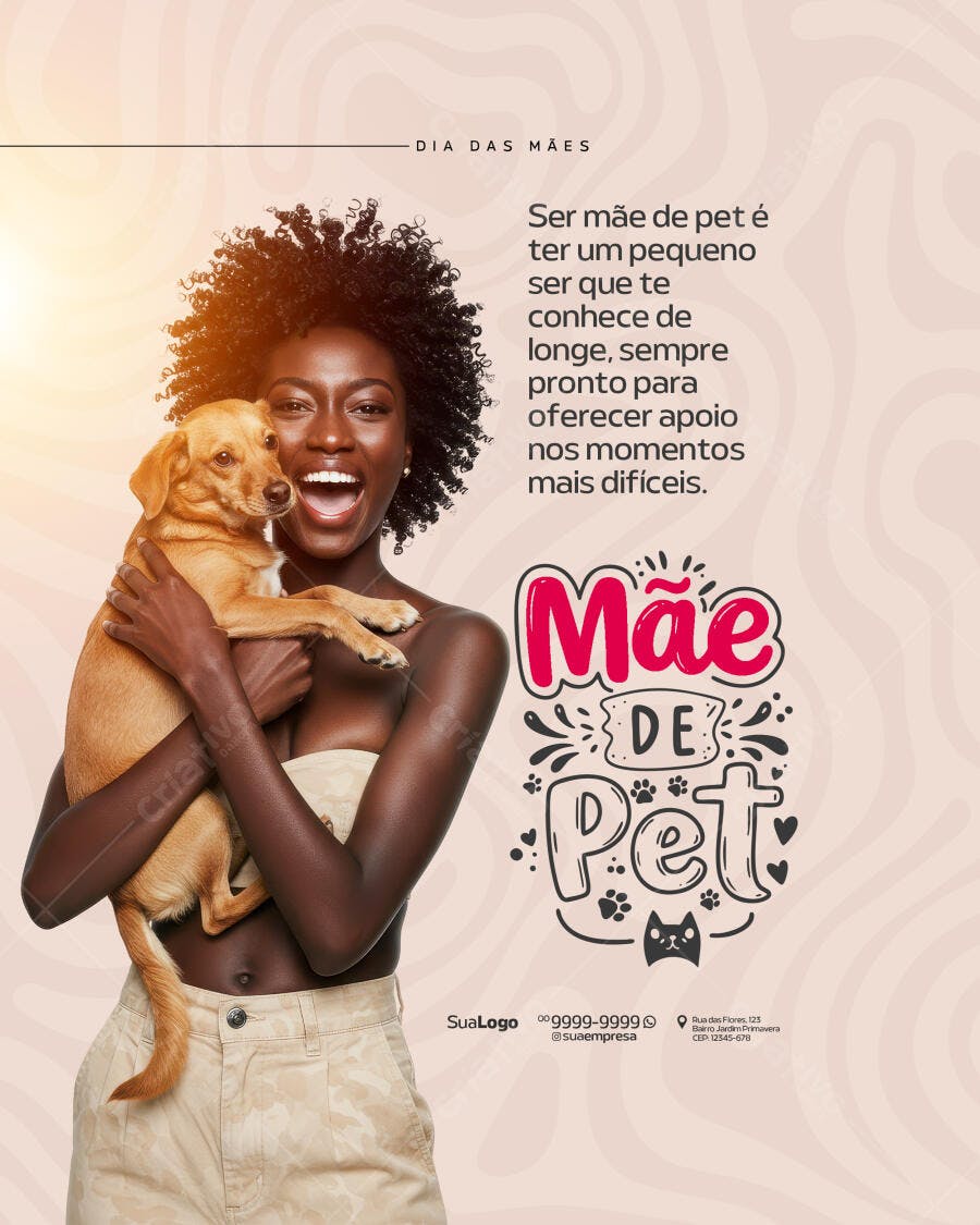 Post para o Dia das Mães com Pet PSD Editável
