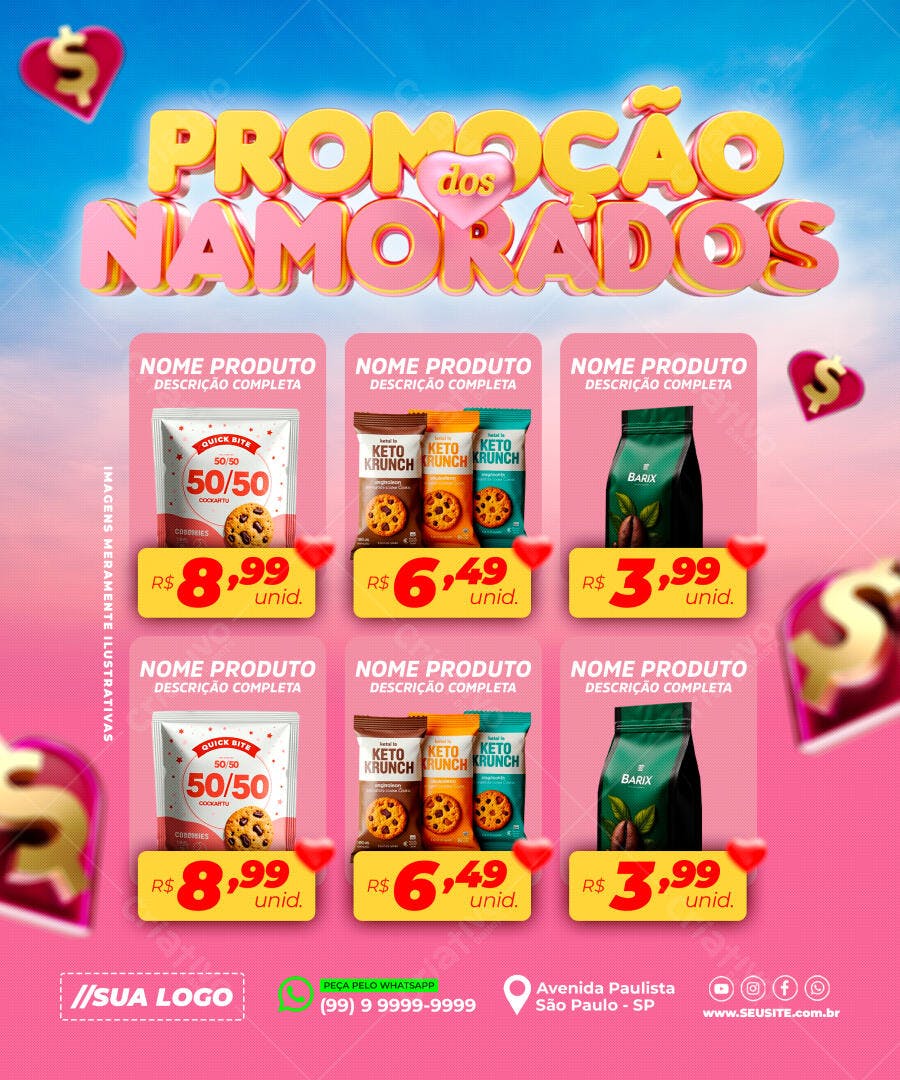 Flyer Promoção dos Namorados PSD Editável