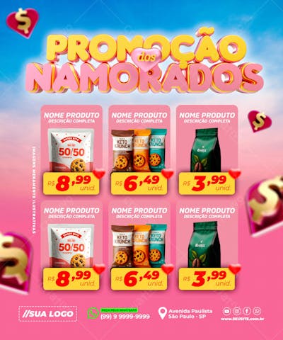 PROMOÇÃO DIA DOS NAMORADOS REDES SOCIAIS EDITÁVEL