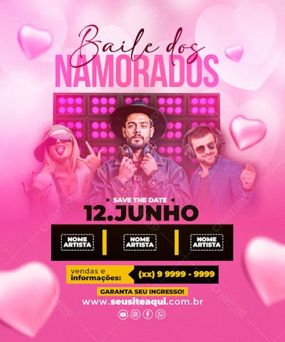 FLYER EVENTO BAILE DOS NAMORADOS REDES SOCIAIS