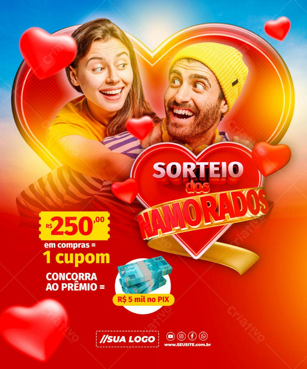 SORTEIO DIA DOS NAMORADOS REDES SOCIAIS EDITÁVEL