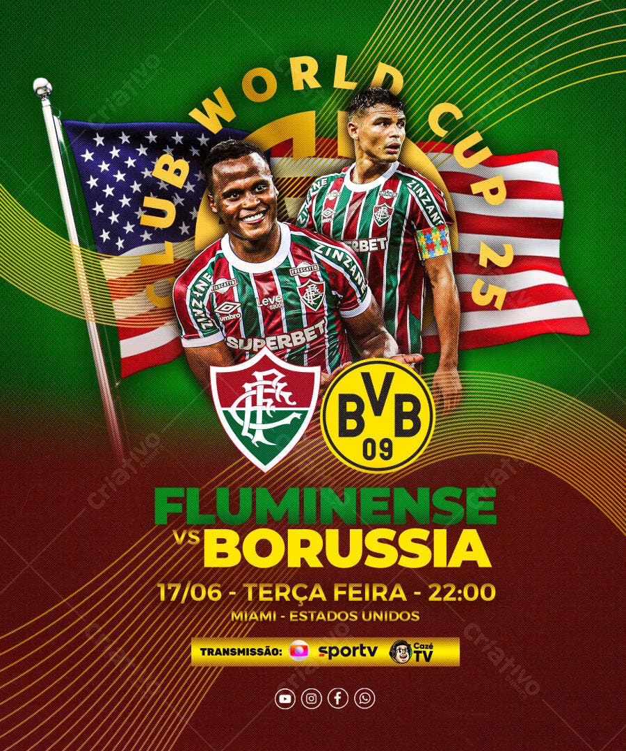 Flyer Futebol Fluminense x Borussia PSD Editável