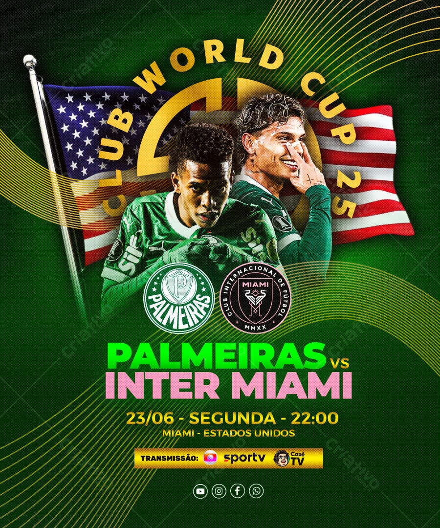 Flyer Palmeiras x Inter Miami 23/06 PSD Editável