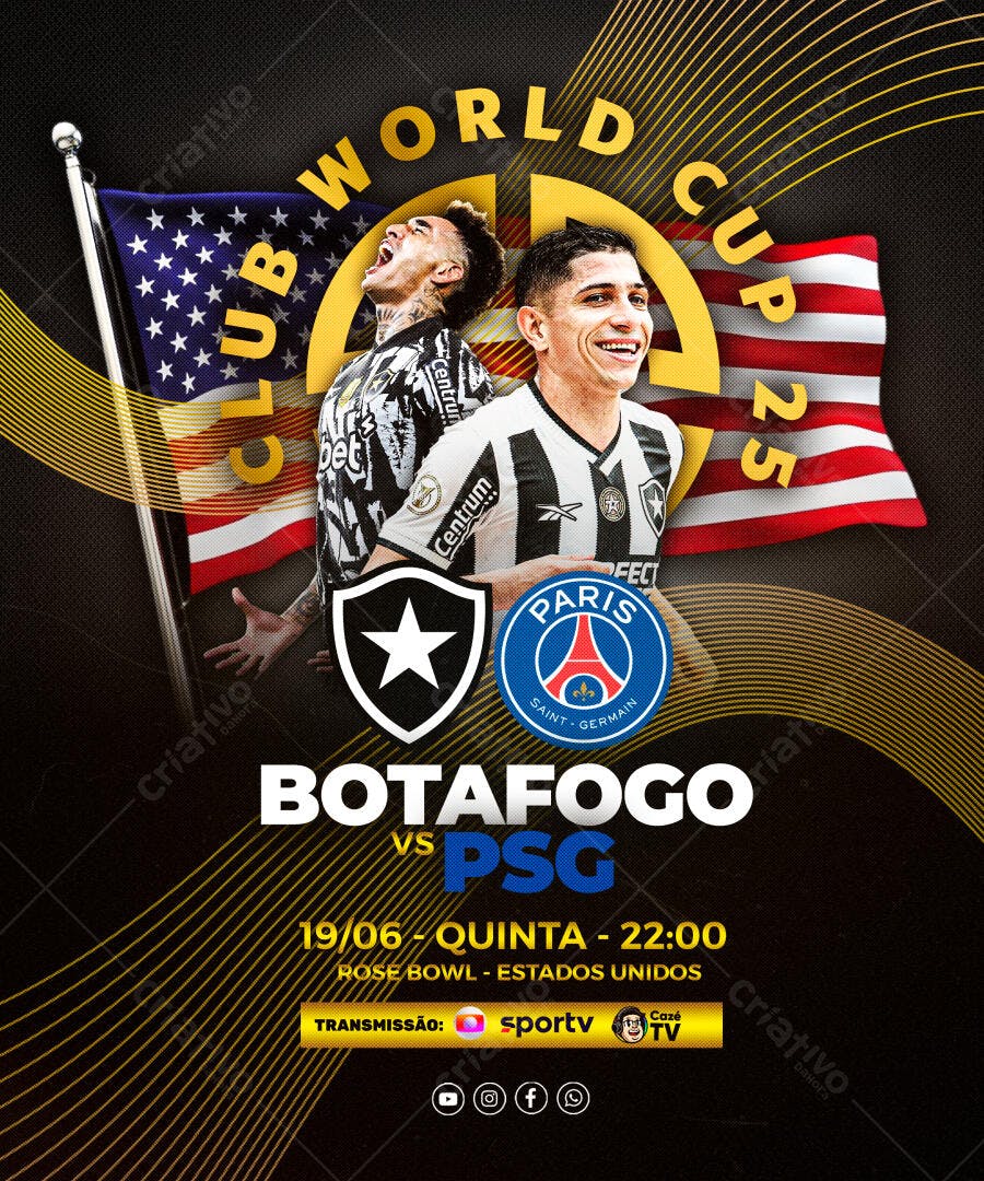 Flyer Botafogo x PSG PSD Editável