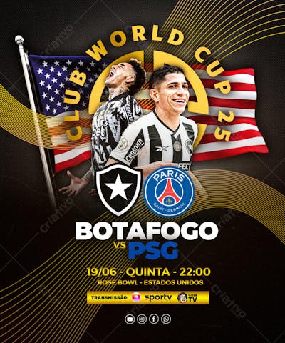 FLYER ESPORTIVO FUTEBOL BOTAFOGO MUNDIAL CLUBES