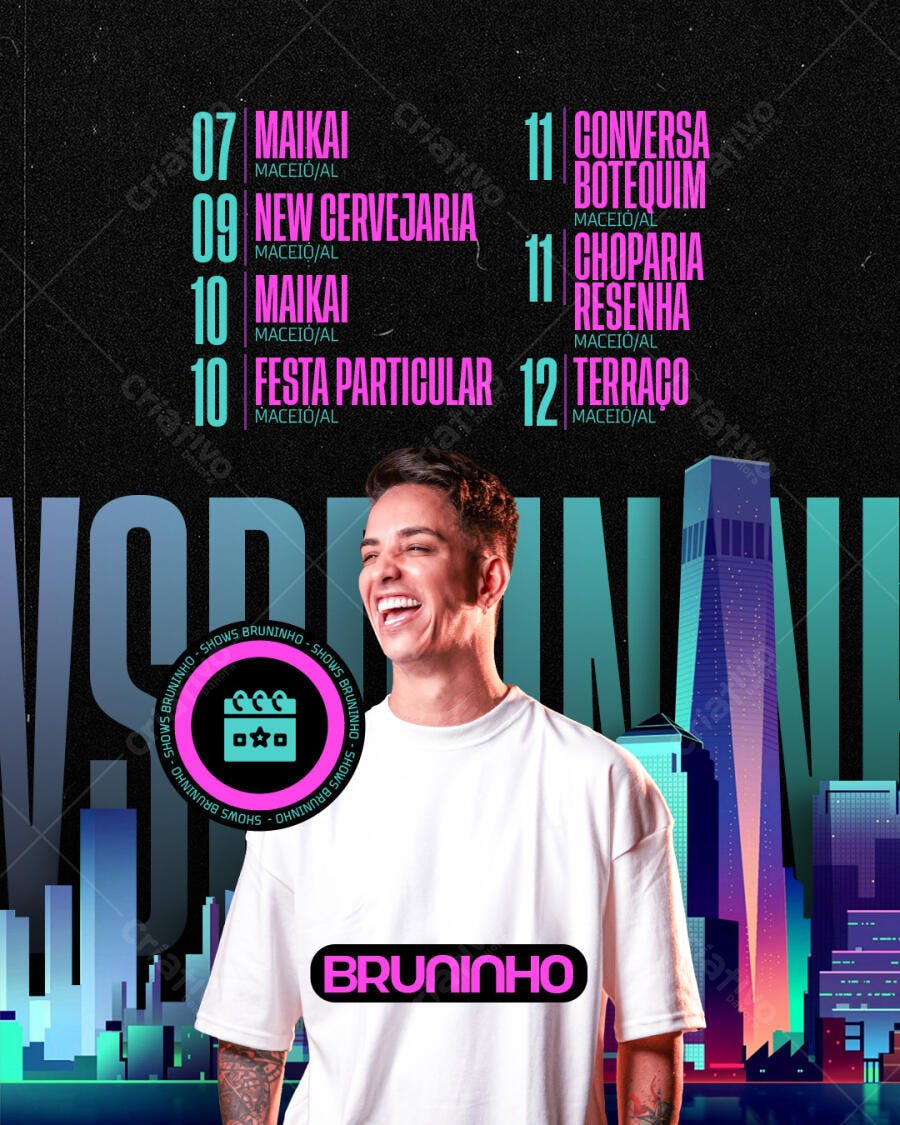 Flyer para Shows Bruninho PSD Editável