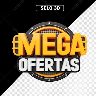 Selo 3D Mega Ofertas em PNG Transparente