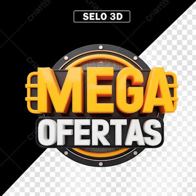 Selo 3D Mega Ofertas em PNG Transparente